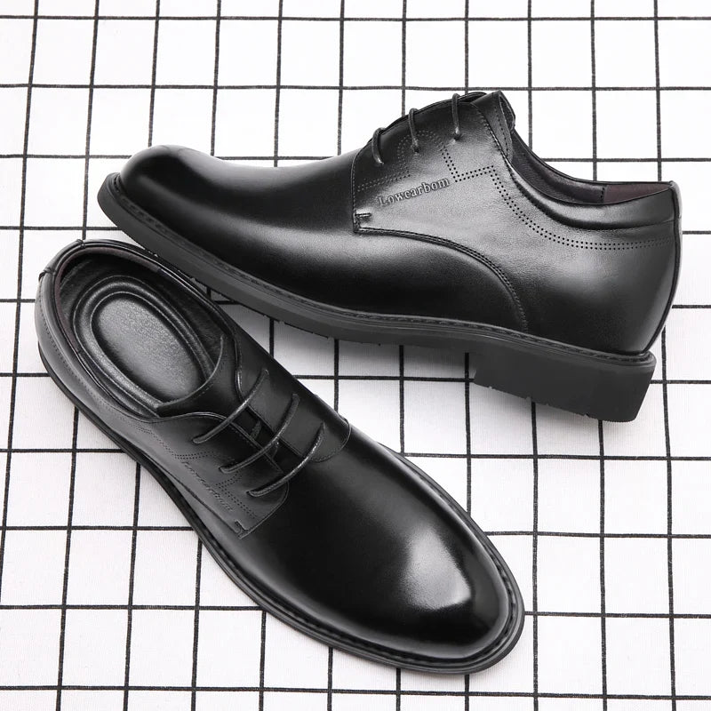 Men Business Elevator Shoes Real Cowhide Invisible Height Increasing Shoes with 3/6/8CM Height Boost Breathable Comfortable