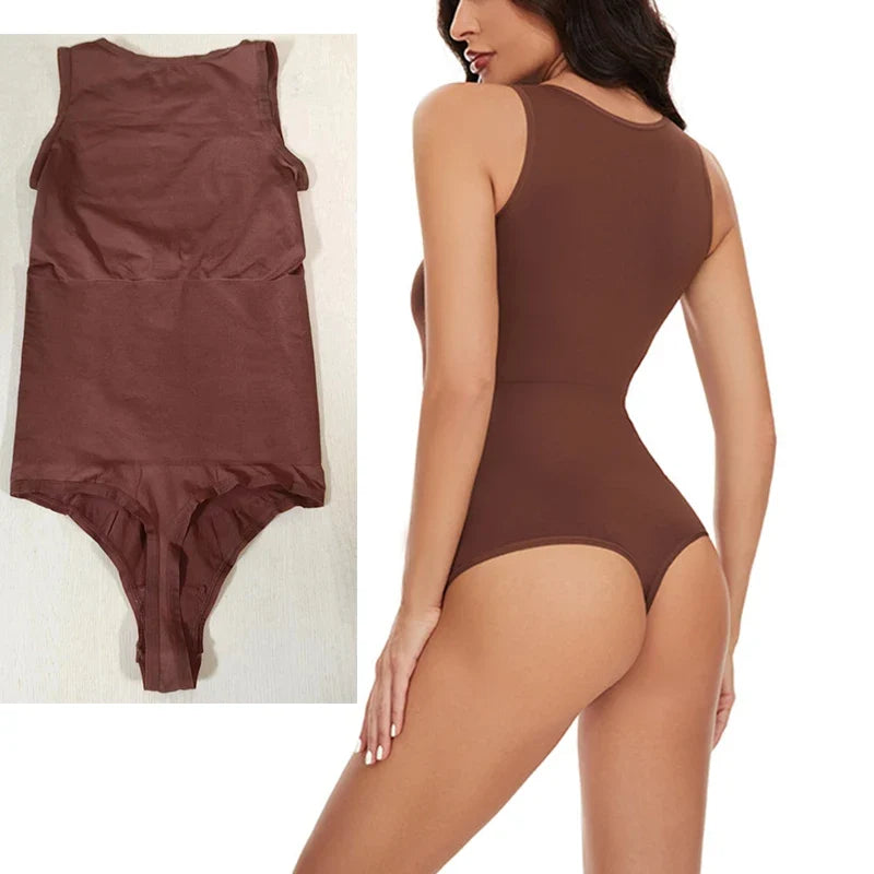GUUDIA Halter Neck Body Shaper Suits Open Crotch Thong Shapewear Body Shapers Tummy Control Bodysuit Cupless Stretchy Jumpsuit