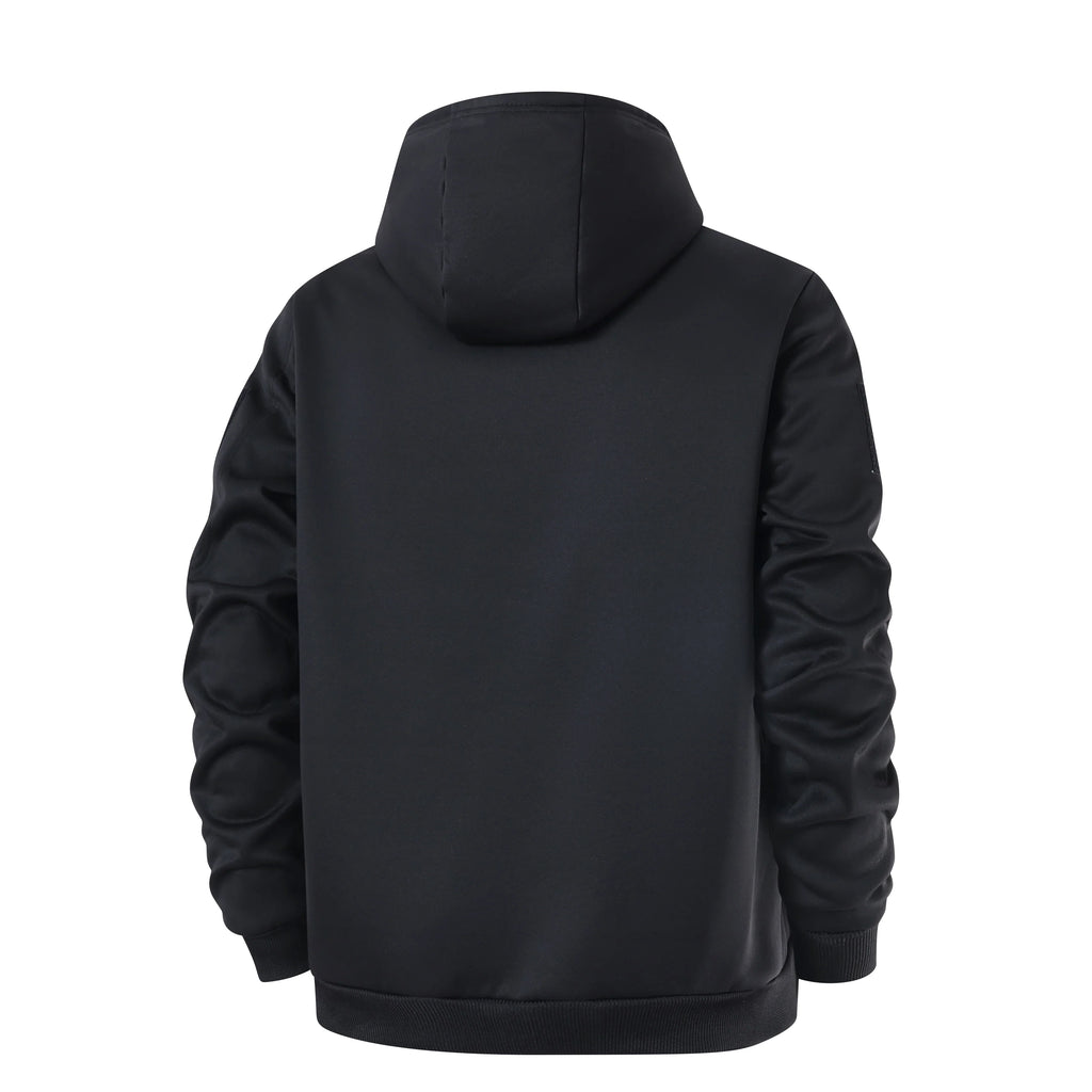 Men's Casual Thickened Wool Jacket Warm Zipper Hoodies Cardigan Sports Long Sleeve Sweatshirts Hooded Coat