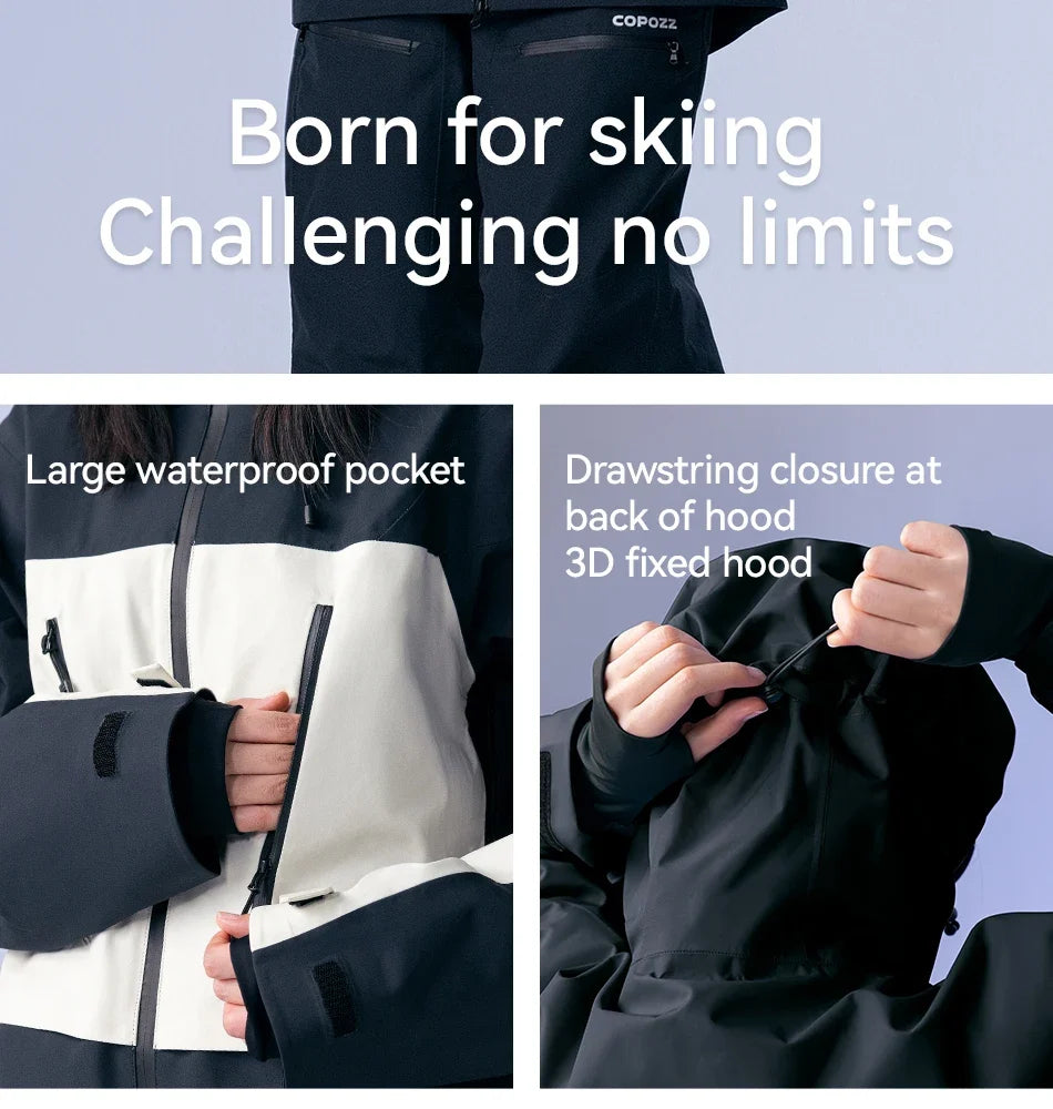 Ski Jacket Women Man Hooded Ski Wear Windproof Winter Overalls Hoodie Waterproof Outdoor Sports Clothing Snowboard