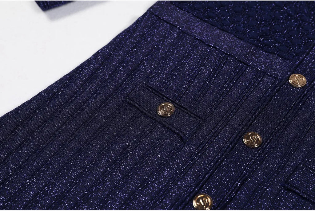 High Quality Fashionable Elastic Bright Silk Knitted Round Neck 7-inch Sleeve Single Row Button Lace Slim Fit Women's Dress