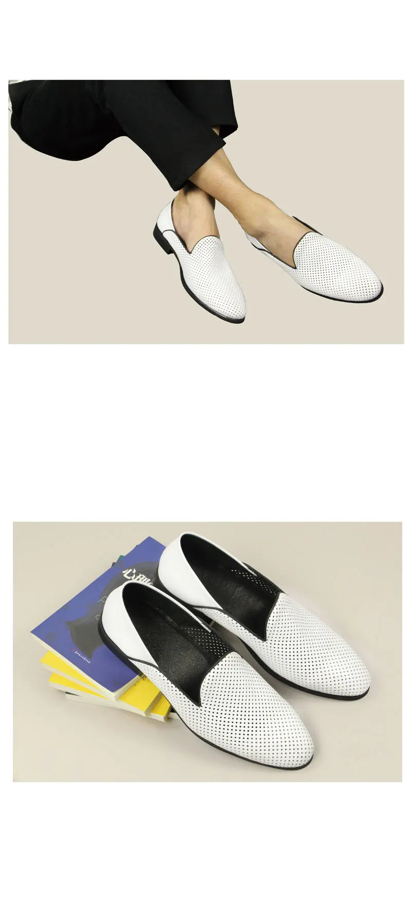 New Loafers White Men's Shoes Summer Casual Shoes for Men Genuine Leather Breathable Hollow Soft Hand Sewing Luxury Fashion Shoe