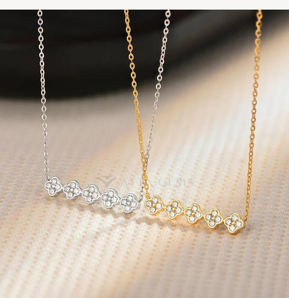 Original New Five flower Moissanite Necklace for Women 925 Sterling Silver Fine Necklace Engagement Gift Wedding Jewely