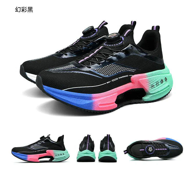 Family carbon plate running shoes for Boys Big Boys Student rotating button Technology TPU+ Popcorn high pop sneakers for girls