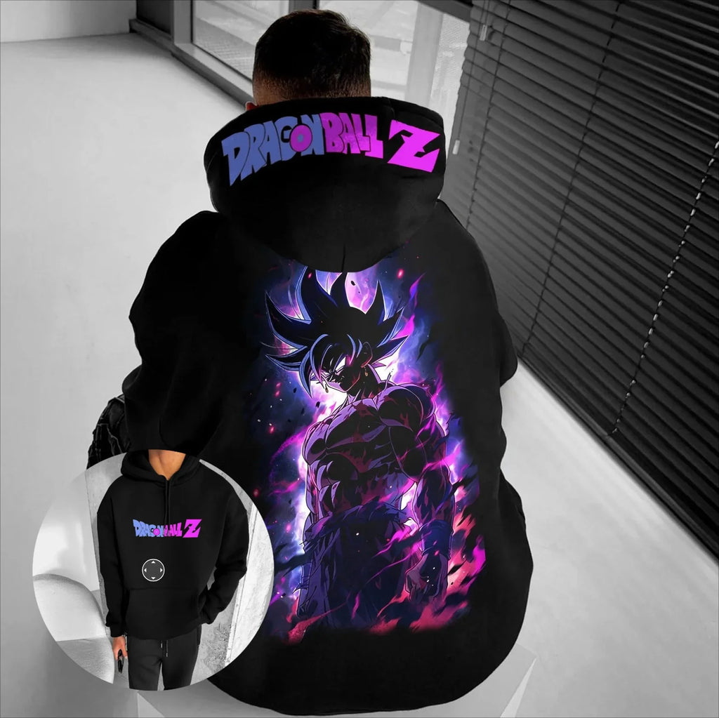 Dragon Ball Z Goku Super Saiyan رجالي ونسائي سويت شيرت بقبعة أنيمي ملابس الشارع Y2k فضفاض كاجوال بغطاء للرأس بلوفر ربيع خريف