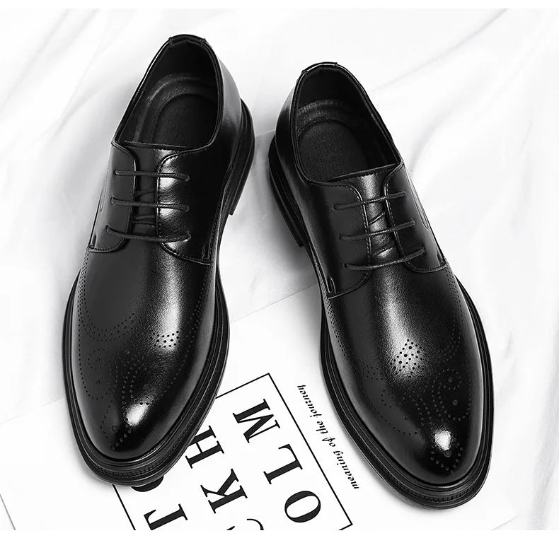 Business Formal Casual Wedding Shoes for Men Fashion New Designer Inner Increase Shoes Male Spring Autumn Retro Leather Shoe Man