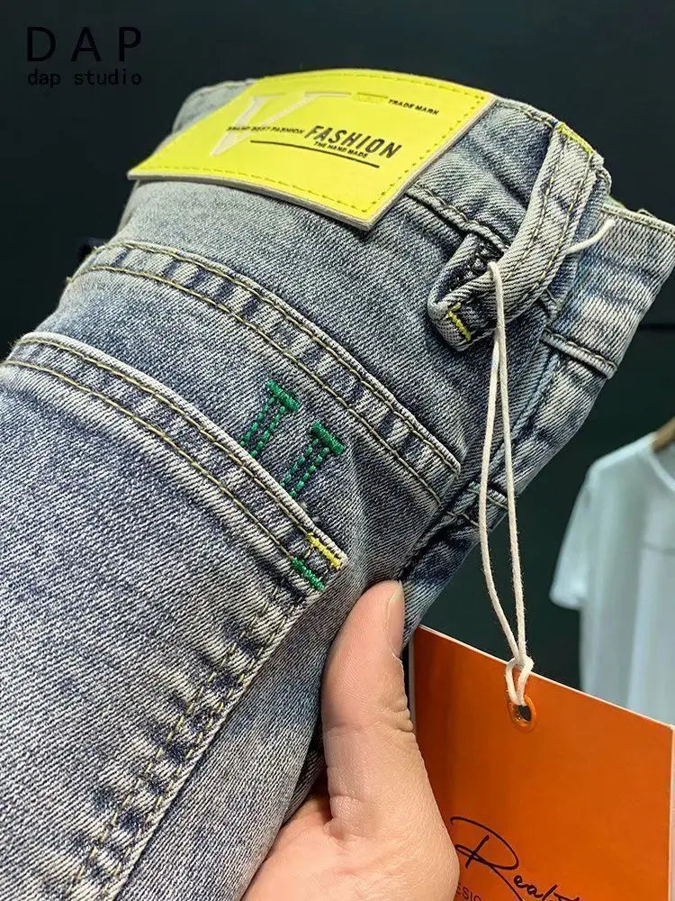 High-end 2023 Harajuku Designer Clothes Denim New Trousers Kpop Stretch Trendy Korean-style with Our Luxury Men's Casual Jeans