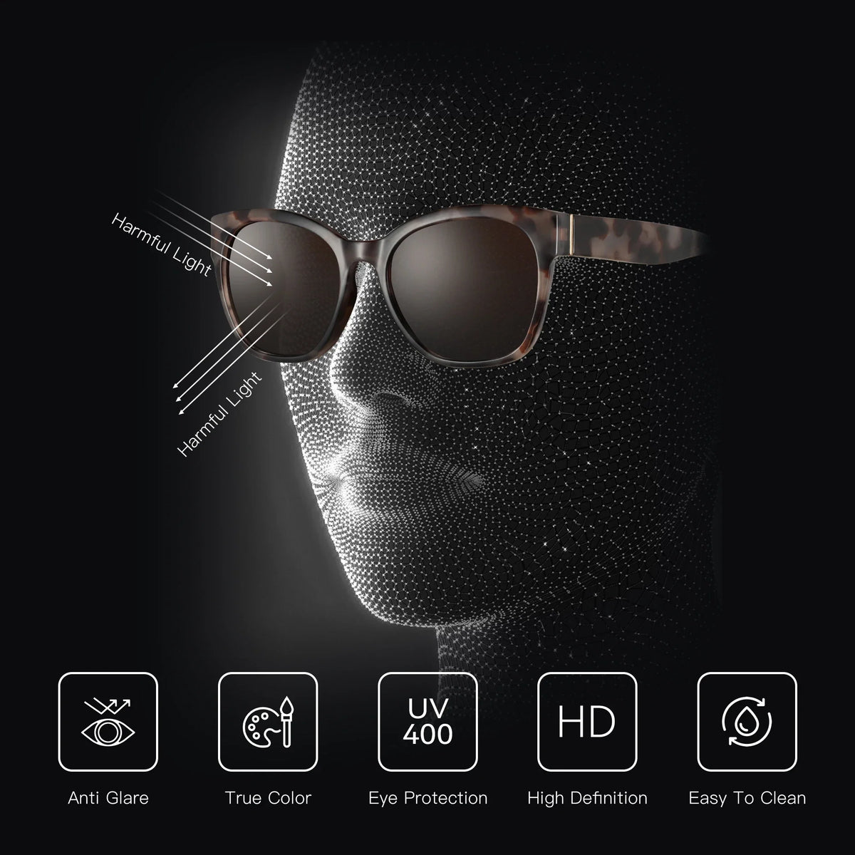 Fashion Cateye Polarized Sunglasses for Women - Oversized Sun Glasses UV400 Protection Retro Shades Designer Style