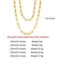 14K Gold Plated Genuine 925 Sterling Silver Paperclip Neck Chain 6/9.3/12mm Link Necklace for Women Men Jewelry SC39
