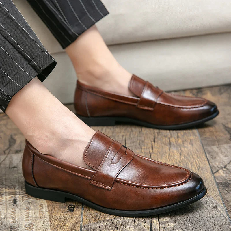 Mens Dress Wedding Fashion Office High Quality Leather Comfy Business Formal Italy Driving Loafers Shoes for Men Plus Size 38~48