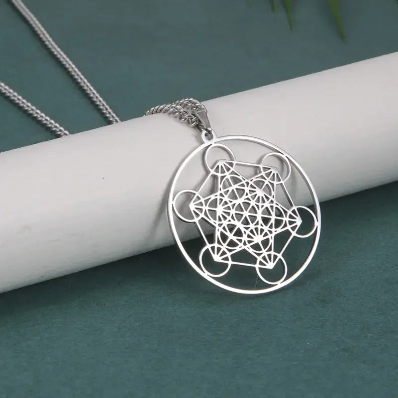Archangel Metatron Pendant Necklace Stainless Steel Sacred Geometry Hexagram Jewelry Accessories