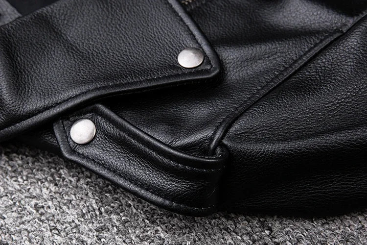 Spring Classical Motorcycle oblique zipper Jackets Men Leather Jacket Natural Calf Skin Thick Slim Cowhide Moto Jacket man
