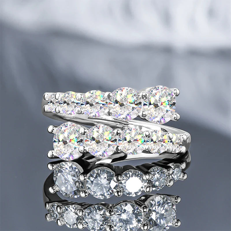 10 Stones All Moissanite Bridal Rings Open Ring 925 Silver with Certificate Woman Engagement Wedding Jewelry Anillos Original