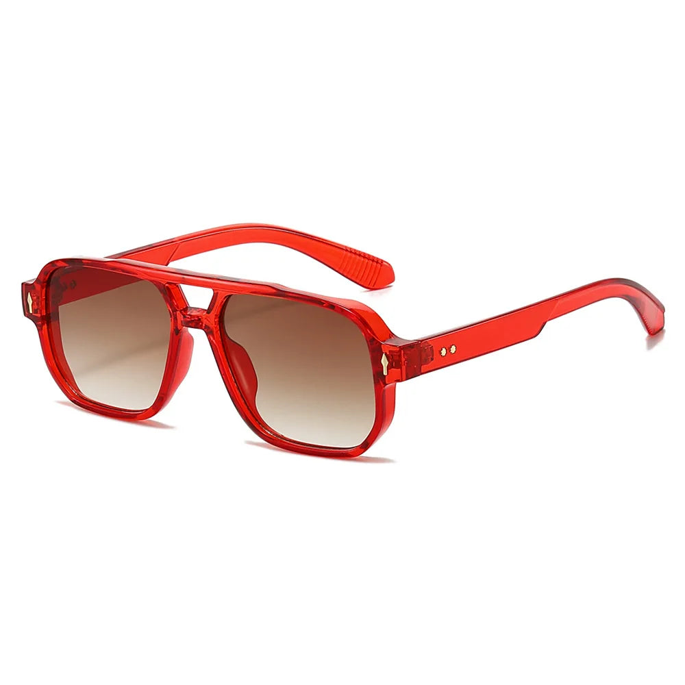 Fashion Square Sunglasses Women Men Driving Rivets Arrow Decoration Casual Travel Suitable for All Sun Glasses Uv400