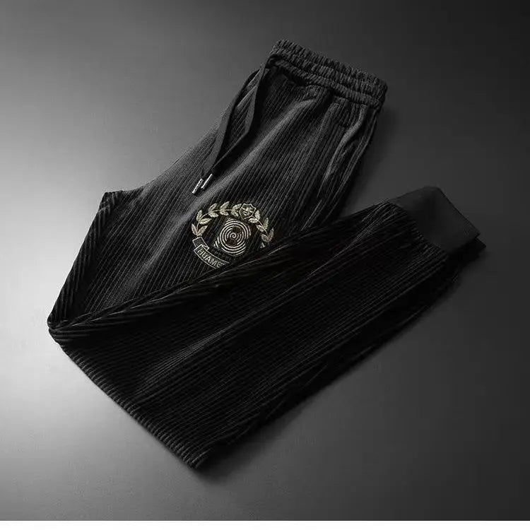 Autumn Men's Sportswear Solid Color Solid Color Zipper Hooded Pocket Jacket Drawstring Trousers Sports Clothing Set