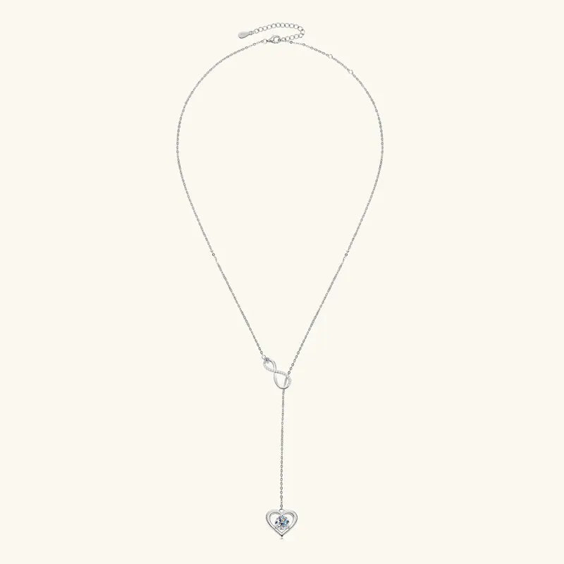 Round Moissanite Y-shape Lariat Cross Heart Infinite Pendant Necklace Chain for Women 925 Sterling Silver Jewelry Gifts