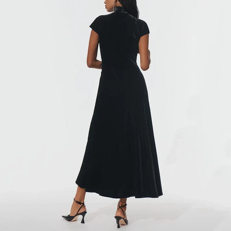 Retro Chinese Style Waist Cinched Cheongsam Slim Fit Dress Girl Slit Temperament Dress New Ins Fashion