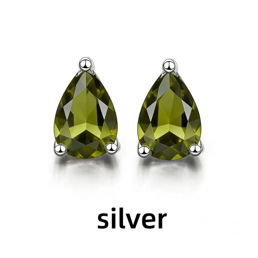 Rose Gold Yellow Gold Plated Oval Natural Amethyst Citrine Garnet Topaz Peridot 925 Sterling Silver Earrings for Women