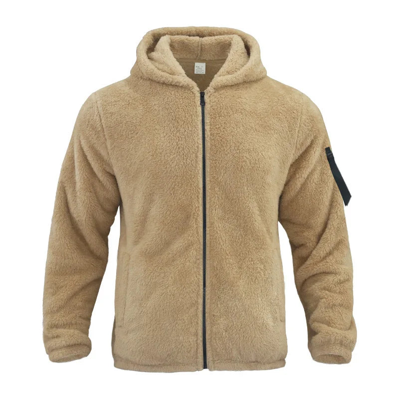 Men's Autumn and Winter Double-Sided Fleece Warm Jacket  Loose Hooded Casual Jacket