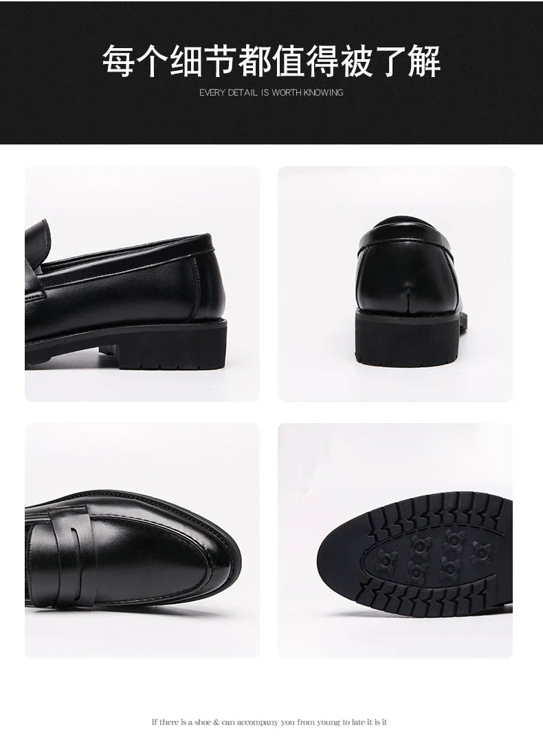 High Quality Casual Business Shoes Men Leather Loafers Classic Men's Dress Shoes Formal Office Leather Brogues Shoes Male