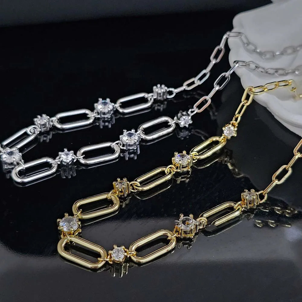 Round Cut Moissanite Bracelets for Women Men DVVS1 Lab Diamond 925 Sterling Silver Adjustable Chain Bracelets Jewelry