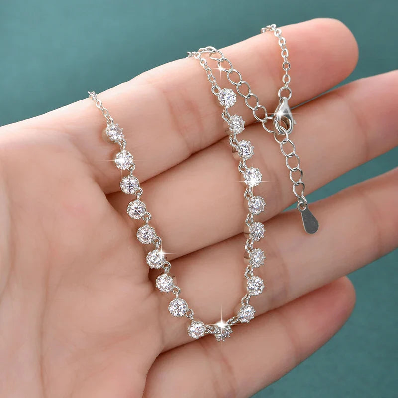 Sparkling 3MM Moissanite Bubble-Style Necklace 14K Gold Filled Choker Necklace for Women Wedding Jewelry Accessories