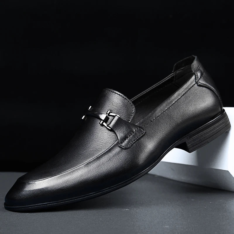 2024 New Luxury Brand Black Genuine Leather Gentleman Fashion Dress Shoes Men Business Loafers Men's Shoes Slip on Big Size 49