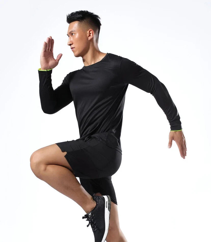 Men Running Sport Shirts Tops Long Sleeve Plus Size Tees Dry Fit Breathable Training Clothes Gym Sportswear Fitness Sweatshirts