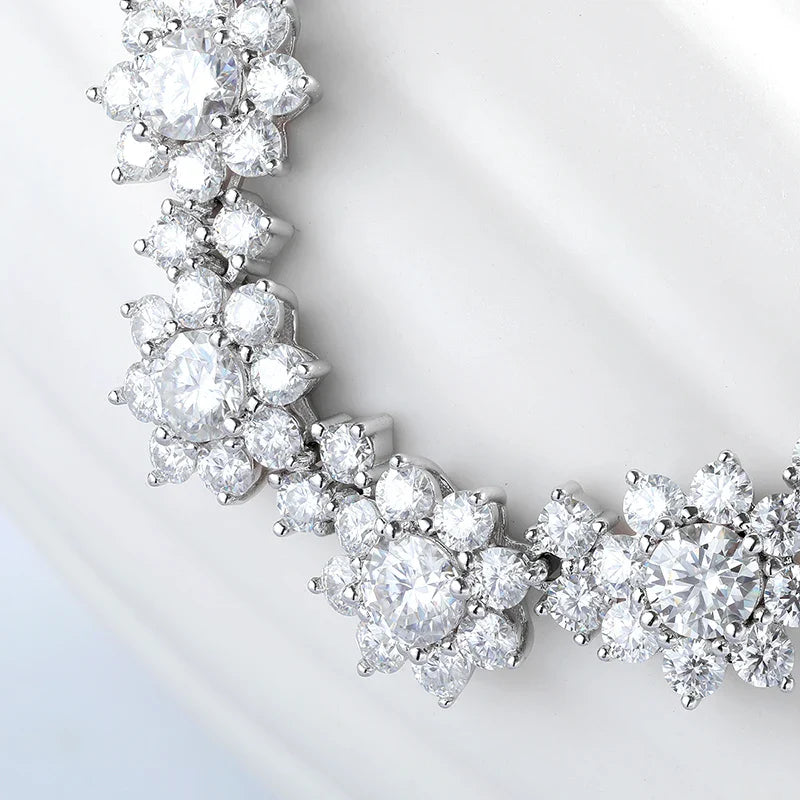 Full Moissanite Jewelry Set 925 Sterling Silver Sunflower Necklace Bracelet Earring Sets For Women Fine Jewelry GRA Tested