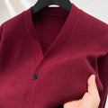 Designer Quality Men's V-Neck Knit Cardigan Autumn Winter New Solid Color Double Pocket Sweater Coat Casual Commute Menswear Top
