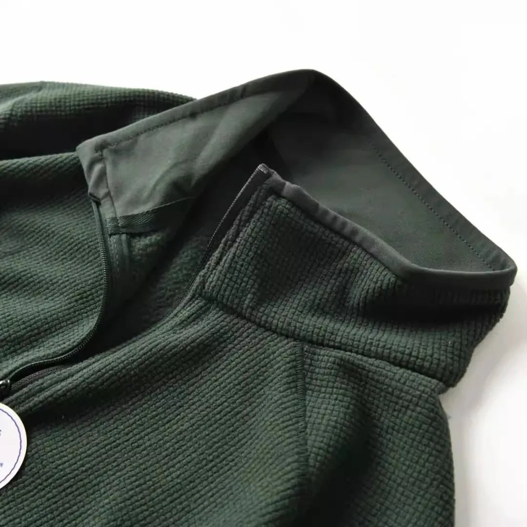 Outdoor Lightweight Fleece Sweatshirt Jacket Men's Zipper Closure Stand Collar Technical Fabric Comfortable Youth Fashion