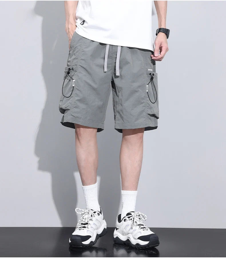 2024 Summer Thin Shorts for Men Cargo Pants Side Pockets Baggy Joggers Bermuda Knee Basketball Short Pant Male M-4XL