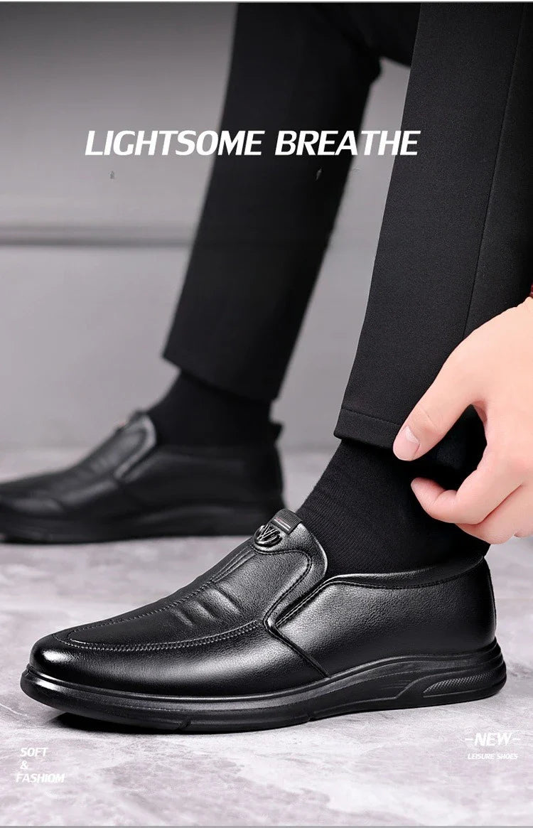 Spring Summer New Hallow Leather Shoes for Men Solid Color Fashion Dress Shoes Male Soft Sole Business Casual Shoe Man