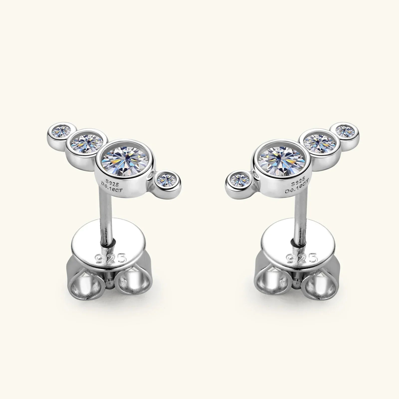 3mm Bezel Moissanite Earrings Original 925 Sterling Silver D Color Diamond Bubble Earrings Ear Stud for Women Fine Jewelry