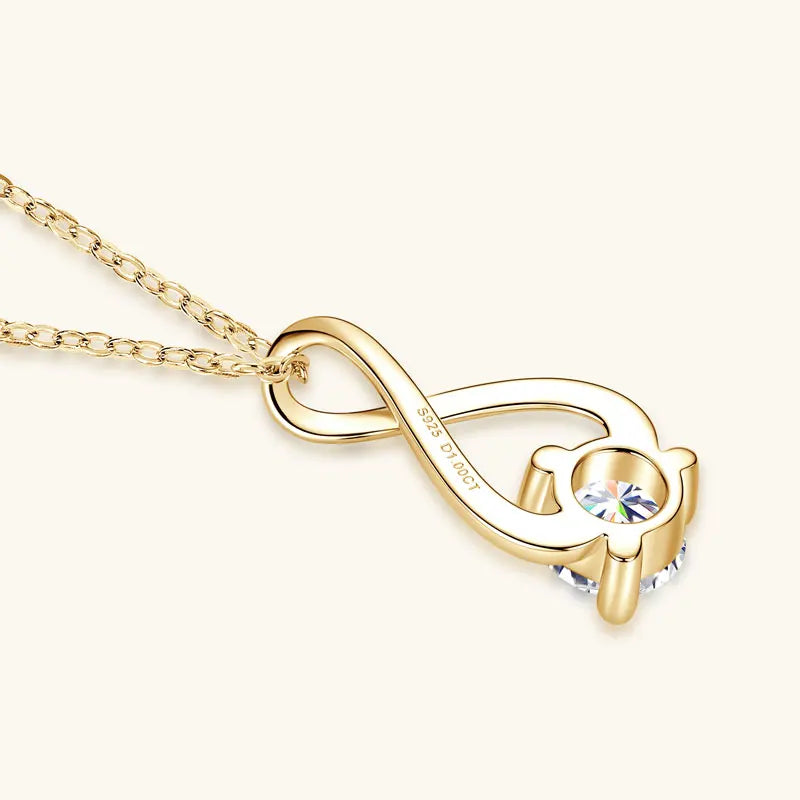 Collier Argent 925 Sterling Silver Pendant Necklace Certified 6.5mm Round Cut Moissanite Infinity Necklace for Women