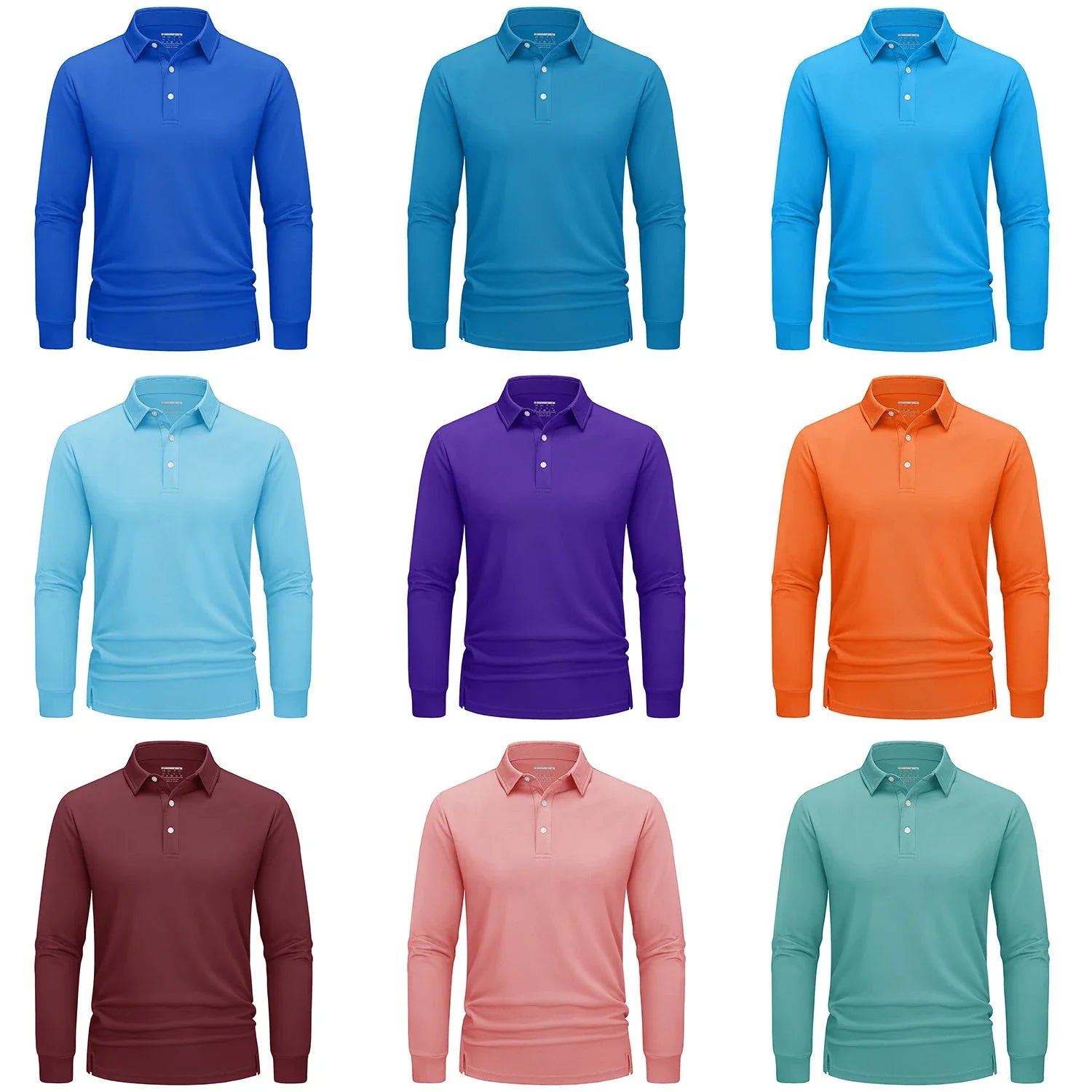 Men Sports Polo Shirts Quick Dry Golf T-shirts Breathable Work Shirts Casual Office Shirts Lightweight Top Long Sleeve