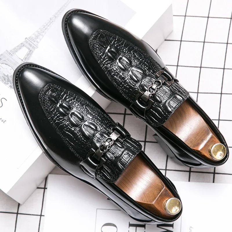 New Dress Leather Lofers Men Classic Casual Business Shoes For Men Social Party Leather Shoes Slip On Wedding Office Shoes Male