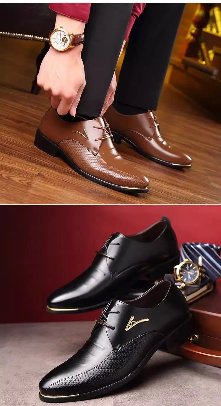 Brown Business Social Shoe Male Black Men's Formal Shoes Party Leather Casual Suit 2025 Trend Elegant and Classic Official New
