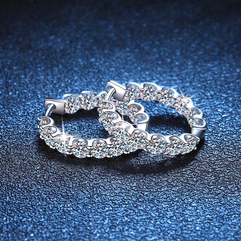 3mm Full Moissanite Ear Hoop Earrings 925 Sterling Silver Earring For Woman Wedding Engagement Luxury Jewelry Wholesale