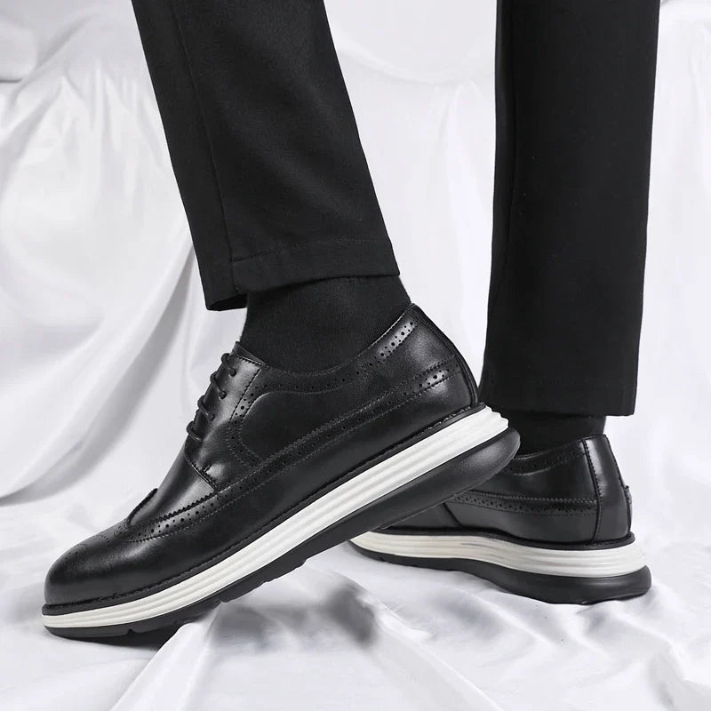 High End British Style Office Business Dress Shoes Men's Casual Leather Thick Soled Simple Walking Shoes Fashion Oxford Shoes