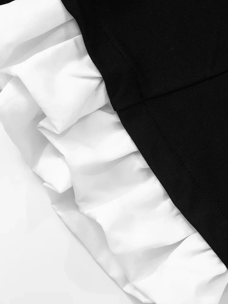 Tossy Ruffled Patchwork Sexy Rompers Female Patchwork Off-Shoulder High Waist Contrast Summer 2025 Women's Jumpsuit Bodysuits