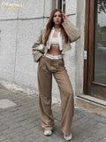 Elegant Loose Gray Office Women Pants