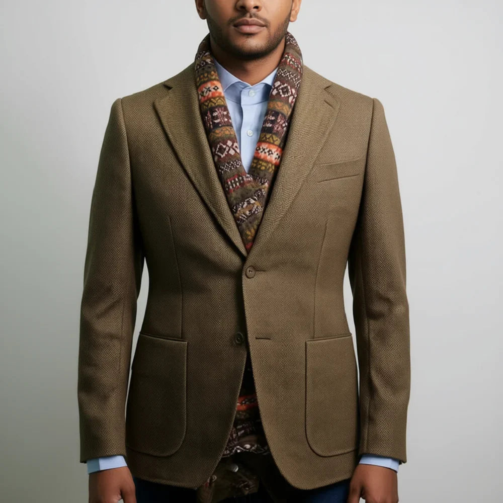 Men's Slim Fit Herringbone Blazer Set Luxury Cashmere Coat Casual Designer Mens Tuxedo Jacket Elegant Business Suit
