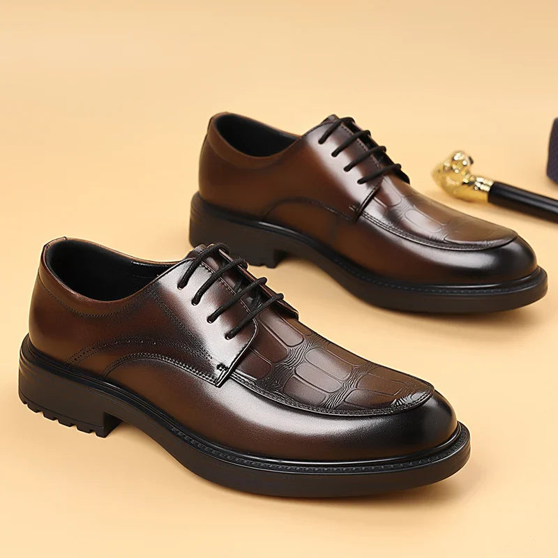 Fashion Men's Oxford Office Shoes High Quality Casual Leather Round ToeFlat Designer Business Dress Shoes Outdoor Walking Shoes