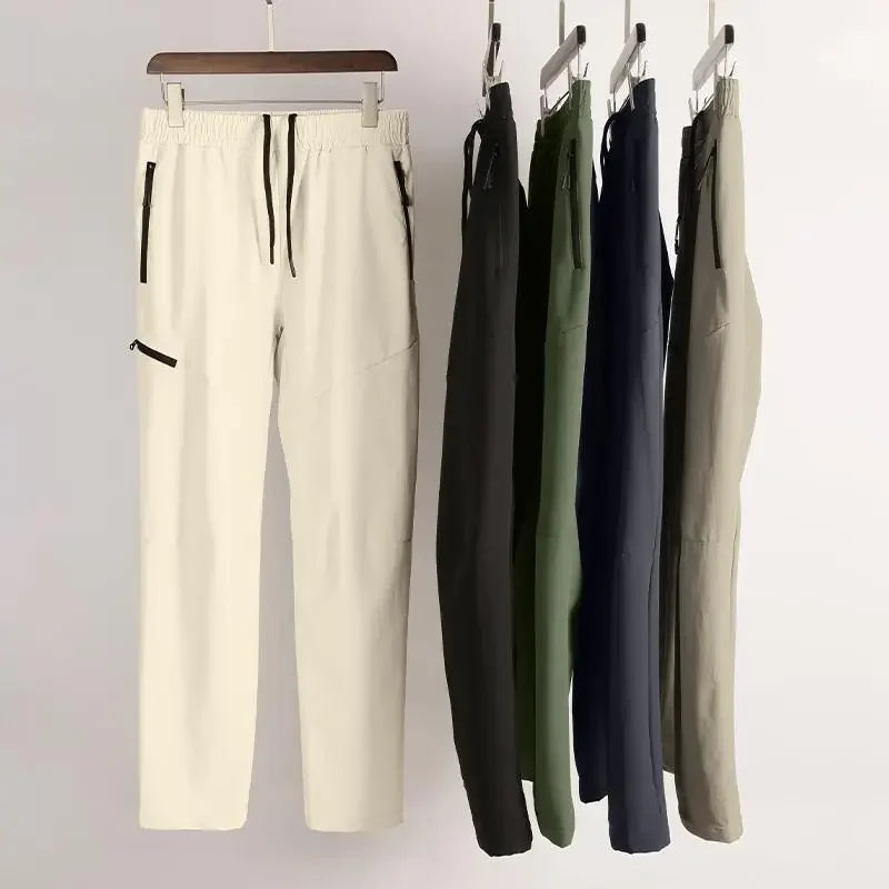 New Autumn Winter Men Quick-drying Sports Casual Trousers Gym Fitness Running Training Clothes Micro-elastic Zipper Pocket Pants