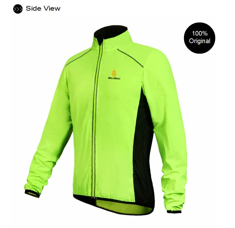 Men Windproof Water-repellent Reflective Cycling Jacket MTB Bicycle Long Sleeve Windbreaker Bike Coat Jersey