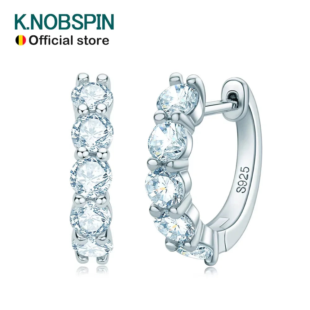 D Color Moissanite Loop Earring 925 Sterling Sliver Plated with 18k White Gold Earring for Women Sparkling Fine Jewelry