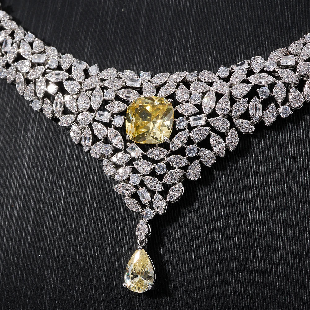 Women Necklace Sets Cubic Zirconia Bridal Jewelry DuBai Saudi Wedding Engagement Party Festival Jewel Accessory