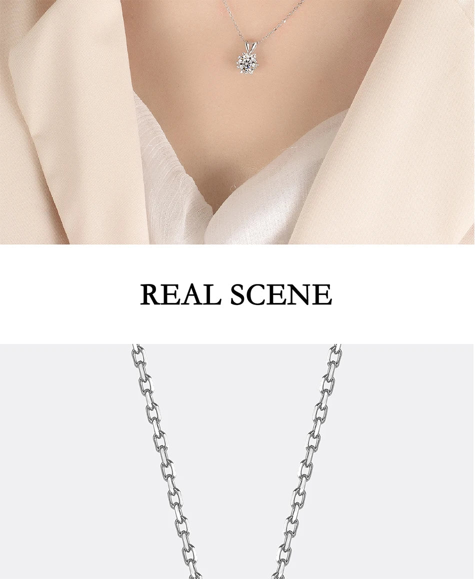 1-3CT Moissanite Women's Necklace S925 Pure Silver Snowflake Simulation Diamond Pendant Wedding High-end Jewelry