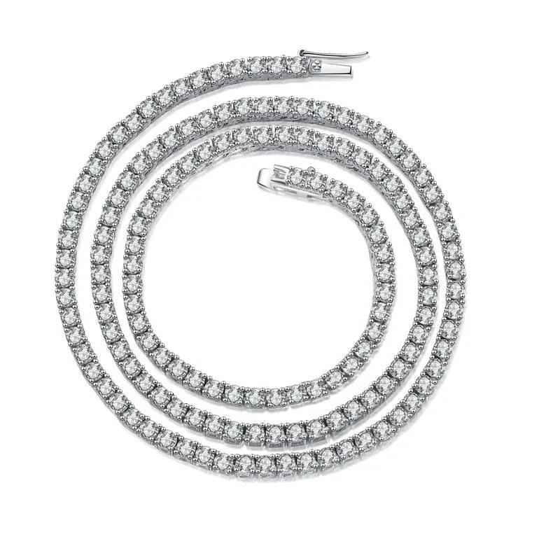 2.5-6.5mm Full Moissanite Tennis Necklace for Women Sparkling Diamond Pendant 925 Sterling Silver Fine Jewelry Gift GRA